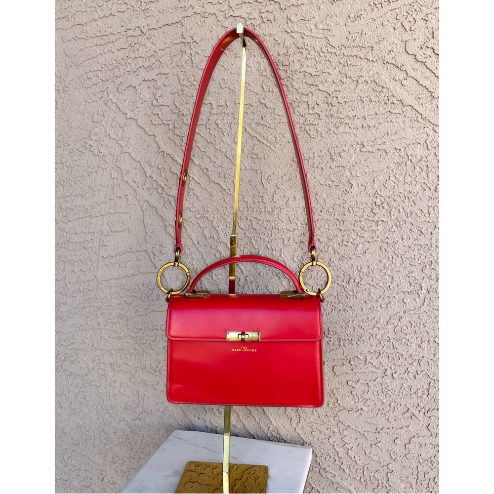 MARC JACOBS Red Smooth Leather Crossbody Flap Satchel Downtown Shoulder Bag - Picture 9 of 17